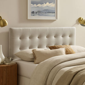 Modway Furniture Emily Button Tufted Performance Velvet Upholstered Headboard for Full Beds by Modway Alabaster MOD-7282-ALA
