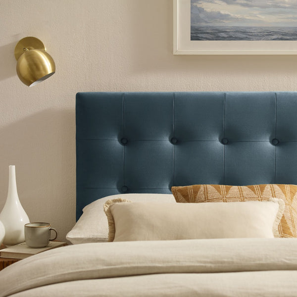 Modway Furniture Emily Button Tufted Performance Velvet Upholstered Headboard for Full Beds by Modway Cadet Blue MOD-7282-CAB