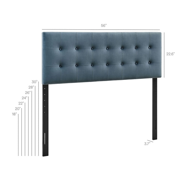 Modway Furniture Emily Button Tufted Performance Velvet Upholstered Headboard for Full Beds by Modway Cadet Blue MOD-7282-CAB