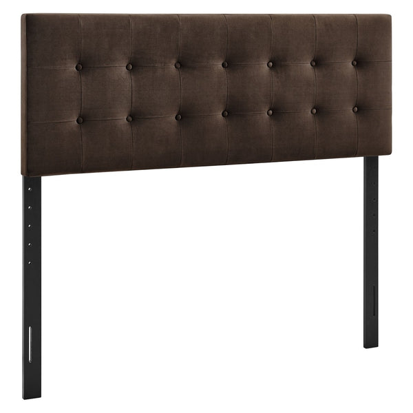 Modway Furniture Emily Button Tufted Performance Velvet Upholstered Headboard for Full Beds by Modway Chocolate Brown MOD-7282-CHB