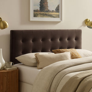 Modway Furniture Emily Button Tufted Performance Velvet Upholstered Headboard for Full Beds by Modway Chocolate Brown MOD-7282-CHB