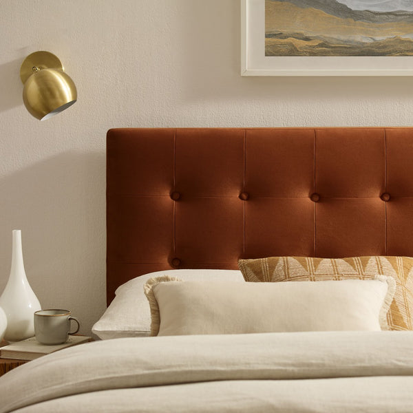 Modway Furniture Emily Button Tufted Performance Velvet Upholstered Headboard for Full Beds by Modway Rust MOD-7282-RUS