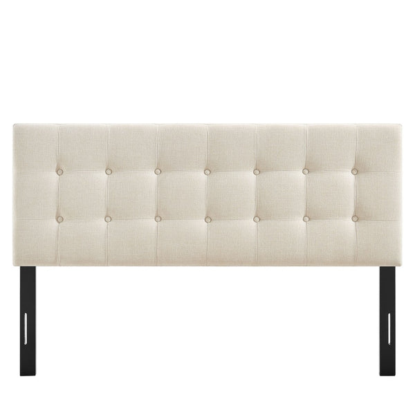 Modway Furniture Emily Button Tufted Upholstered Headboard for Full Beds with Adjustable Mounting Positions Ecru MOD-7283-ECR