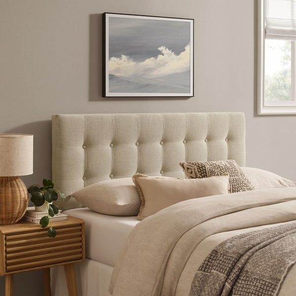 Modway Furniture Emily Button Tufted Upholstered Headboard for Full Beds with Adjustable Mounting Positions Ecru MOD-7283-ECR
