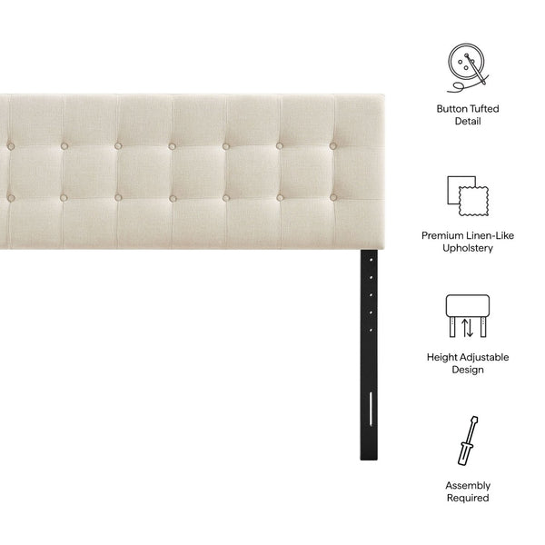 Modway Furniture Emily Button Tufted Upholstered Headboard for Full Beds with Adjustable Mounting Positions Ecru MOD-7283-ECR
