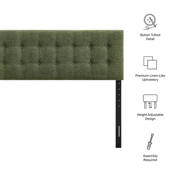 Modway Furniture Emily Button Tufted Upholstered Headboard for Full Beds with Adjustable Mounting Positions Foliage MOD-7283-FOL