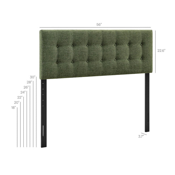 Modway Furniture Emily Button Tufted Upholstered Headboard for Full Beds with Adjustable Mounting Positions Foliage MOD-7283-FOL