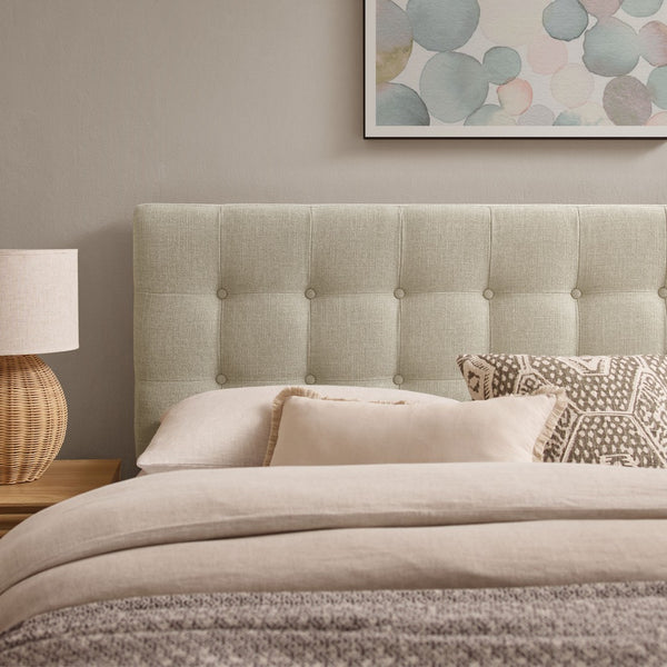 Modway Furniture Emily Button Tufted Upholstered Headboard for Full Beds with Adjustable Mounting Positions Linen MOD-7283-LIN