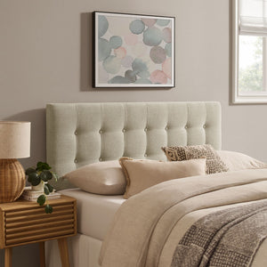 Modway Furniture Emily Button Tufted Upholstered Headboard for Full Beds with Adjustable Mounting Positions Linen MOD-7283-LIN