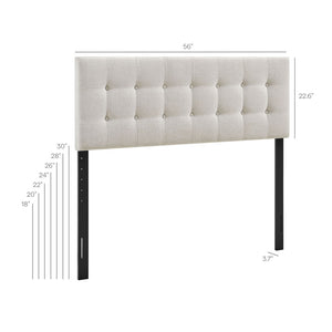 Modway Furniture Emily Button Tufted Upholstered Headboard for Full Beds with Adjustable Mounting Positions Linen MOD-7283-LIN