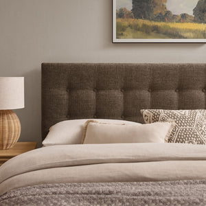 Modway Furniture Emily Button Tufted Upholstered Headboard for Full Beds with Adjustable Mounting Positions Mocha MOD-7283-MOC