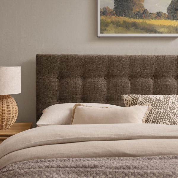 Modway Furniture Emily Button Tufted Upholstered Headboard for Full Beds with Adjustable Mounting Positions Mocha MOD-7283-MOC
