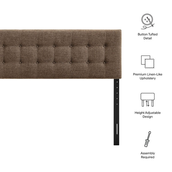 Modway Furniture Emily Button Tufted Upholstered Headboard for Full Beds with Adjustable Mounting Positions Mocha MOD-7283-MOC