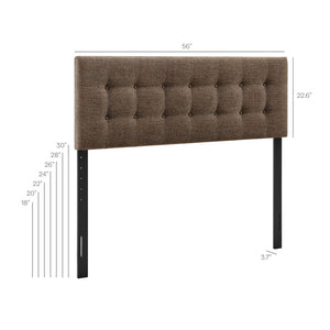 Modway Furniture Emily Button Tufted Upholstered Headboard for Full Beds with Adjustable Mounting Positions Mocha MOD-7283-MOC