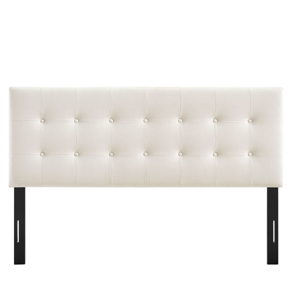 Modway Furniture Emily Button Tufted Performance Velvet Headboard for Queen Beds Modern Bedroom Alabaster MOD-7284-ALA