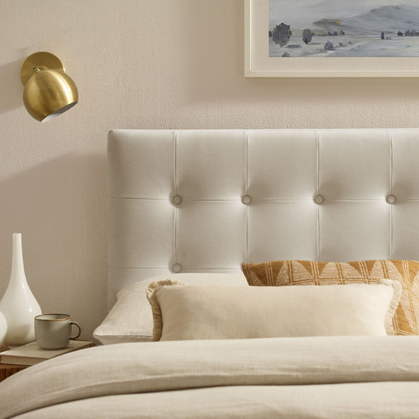 Modway Furniture Emily Button Tufted Performance Velvet Headboard for Queen Beds Modern Bedroom Alabaster MOD-7284-ALA