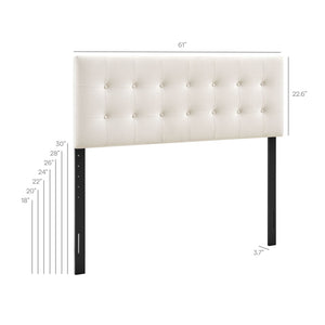 Modway Furniture Emily Button Tufted Performance Velvet Headboard for Queen Beds Modern Bedroom Alabaster MOD-7284-ALA