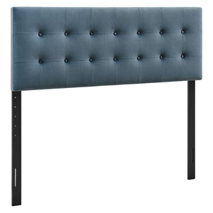 Modway Furniture Emily Button Tufted Performance Velvet Headboard for Queen Beds Modern Bedroom Cadet Blue MOD-7284-CAB
