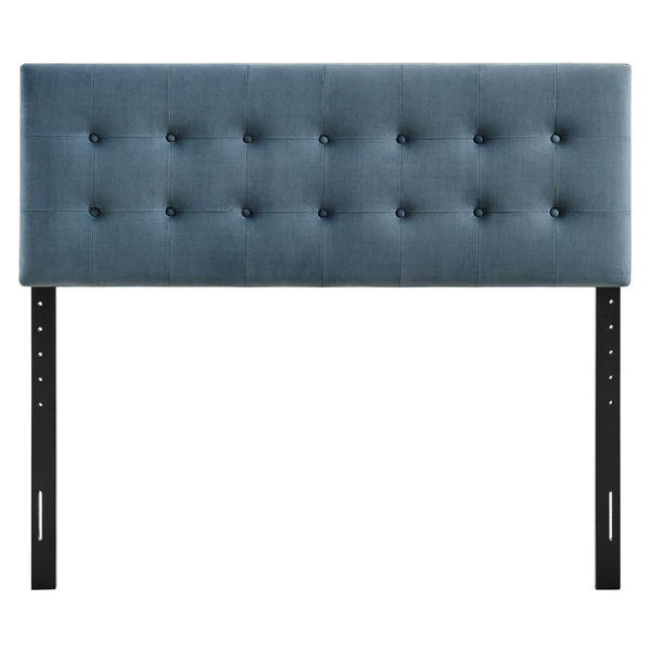 Modway Furniture Emily Button Tufted Performance Velvet Headboard for Queen Beds Modern Bedroom Cadet Blue MOD-7284-CAB