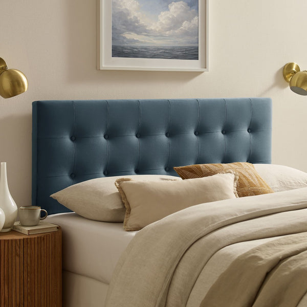 Modway Furniture Emily Button Tufted Performance Velvet Headboard for Queen Beds Modern Bedroom Cadet Blue MOD-7284-CAB