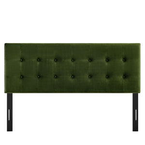 Modway Furniture Emily Button Tufted Performance Velvet Headboard for Queen Beds Modern Bedroom Moss Green MOD-7284-MOG