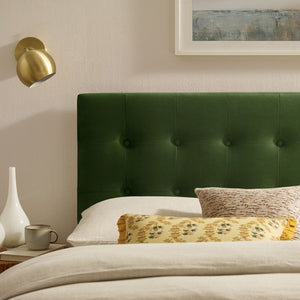 Modway Furniture Emily Button Tufted Performance Velvet Headboard for Queen Beds Modern Bedroom Moss Green MOD-7284-MOG
