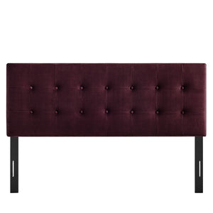 Modway Furniture Emily Button Tufted Performance Velvet Headboard for Queen Beds Modern Bedroom Mulberry MOD-7284-MUL