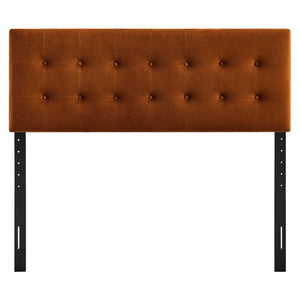 Modway Furniture Emily Button Tufted Performance Velvet Headboard for Queen Beds Modern Bedroom Rust MOD-7284-RUS