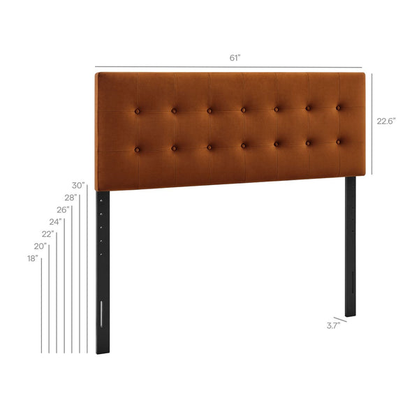 Modway Furniture Emily Button Tufted Performance Velvet Headboard for Queen Beds Modern Bedroom Rust MOD-7284-RUS