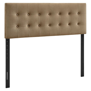 Modway Furniture Emily Button Tufted Performance Velvet Headboard for Queen Beds Modern Bedroom Taupe MOD-7284-TAU