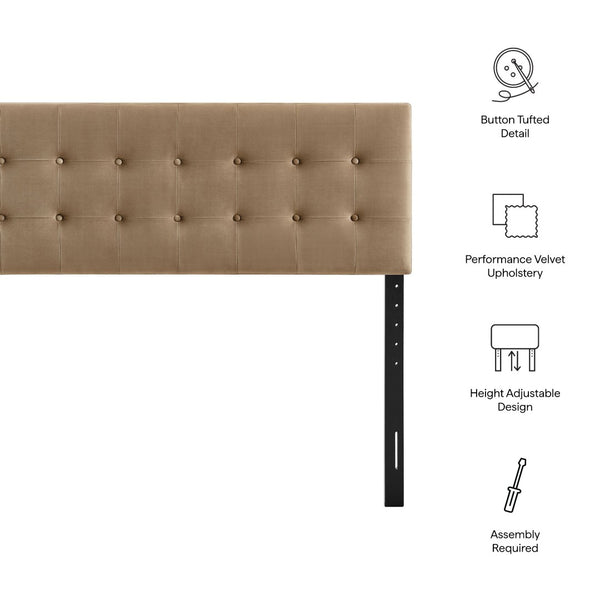 Modway Furniture Emily Button Tufted Performance Velvet Headboard for Queen Beds Modern Bedroom Taupe MOD-7284-TAU