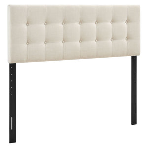 Modway Furniture Emily Modway Button Tufted Queen Headboard Upholstered for a Tailored Bedroom Look Ecru MOD-7285-ECR