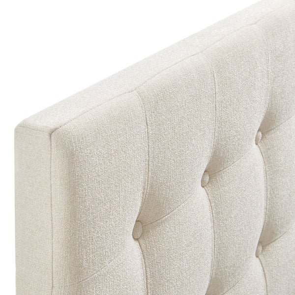 Modway Furniture Emily Modway Button Tufted Queen Headboard Upholstered for a Tailored Bedroom Look Ecru MOD-7285-ECR