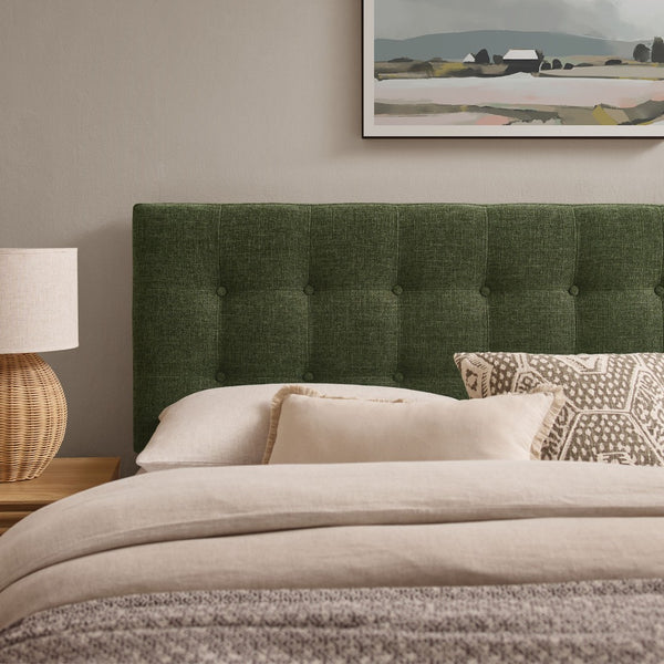 Modway Furniture Emily Modway Button Tufted Queen Headboard Upholstered for a Tailored Bedroom Look Foliage MOD-7285-FOL