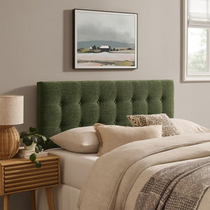 Modway Furniture Emily Modway Button Tufted Queen Headboard Upholstered for a Tailored Bedroom Look Foliage MOD-7285-FOL
