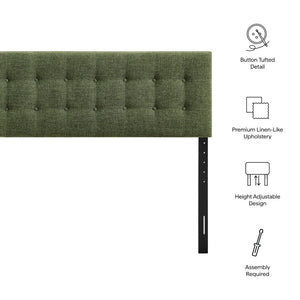 Modway Furniture Emily Modway Button Tufted Queen Headboard Upholstered for a Tailored Bedroom Look Foliage MOD-7285-FOL
