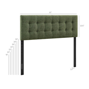 Modway Furniture Emily Modway Button Tufted Queen Headboard Upholstered for a Tailored Bedroom Look Foliage MOD-7285-FOL