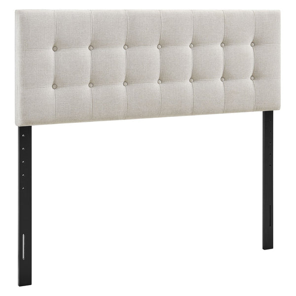 Modway Furniture Emily Modway Button Tufted Queen Headboard Upholstered for a Tailored Bedroom Look Linen MOD-7285-LIN