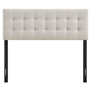 Modway Furniture Emily Modway Button Tufted Queen Headboard Upholstered for a Tailored Bedroom Look Linen MOD-7285-LIN