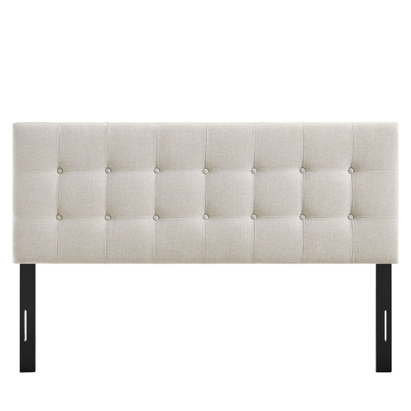 Modway Furniture Emily Modway Button Tufted Queen Headboard Upholstered for a Tailored Bedroom Look Linen MOD-7285-LIN