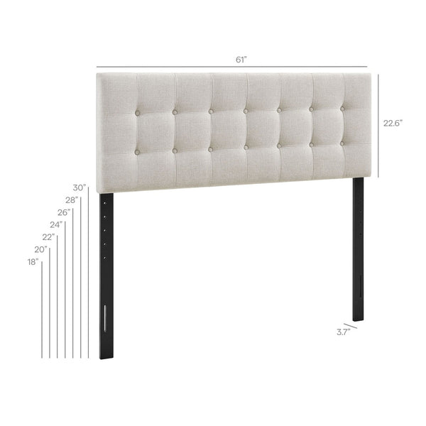 Modway Furniture Emily Modway Button Tufted Queen Headboard Upholstered for a Tailored Bedroom Look Linen MOD-7285-LIN