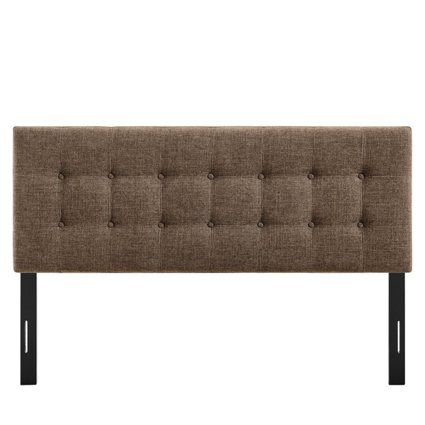 Modway Furniture Emily Modway Button Tufted Queen Headboard Upholstered for a Tailored Bedroom Look Mocha MOD-7285-MOC