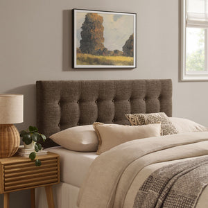 Modway Furniture Emily Modway Button Tufted Queen Headboard Upholstered for a Tailored Bedroom Look Mocha MOD-7285-MOC
