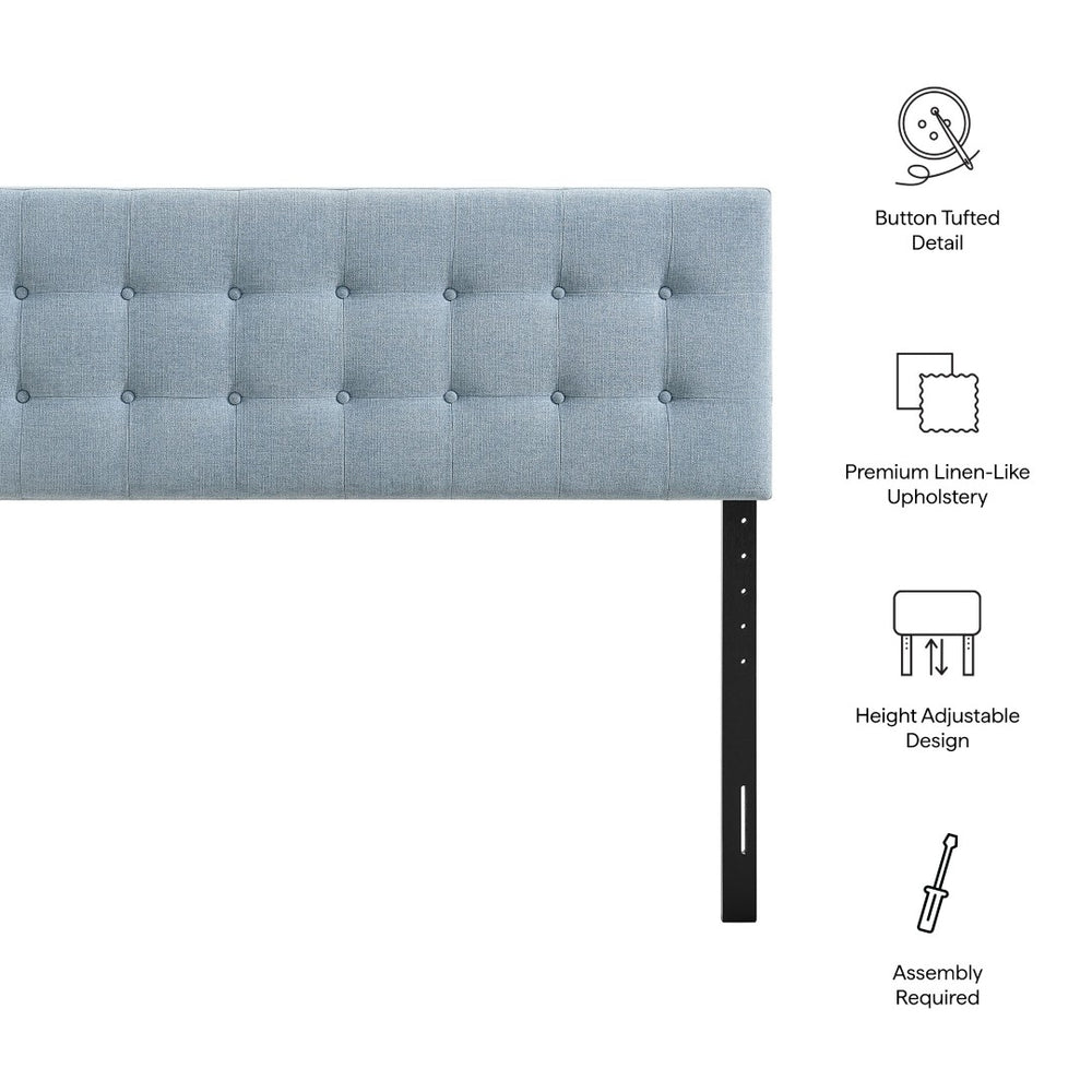 Modway Furniture Emily Modway Button Tufted Queen Headboard Upholstered for a Tailored Bedroom Look Sky Blue MOD-7285-SKY