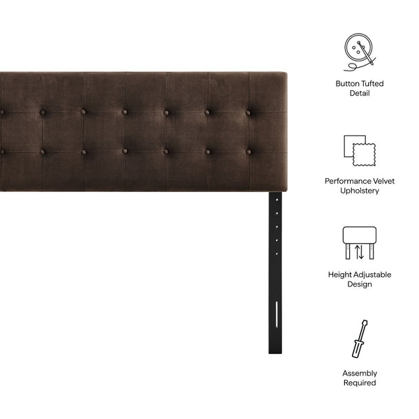 Modway Furniture Emily Modway Button Tufted Performance Velvet King Headboard for Modern Bedrooms Chocolate Brown MOD-7286-CHB