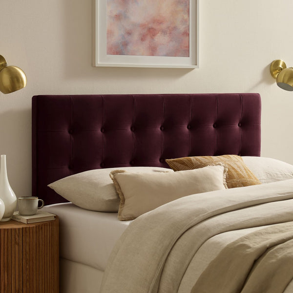 Modway Furniture Emily Modway Button Tufted Performance Velvet King Headboard for Modern Bedrooms Mulberry MOD-7286-MUL