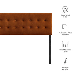 Modway Furniture Emily Modway Button Tufted Performance Velvet King Headboard for Modern Bedrooms Rust MOD-7286-RUS