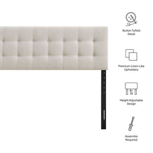 Modway Furniture Emily Button Tufted King Headboard Modway Upholstered Panel for Modern Bedrooms Linen MOD-7287-LIN