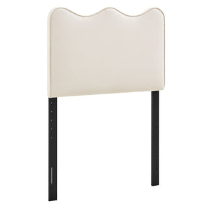 Modway Furniture Athena Scalloped Velvet Twin Headboard with Foam Padding for Modern Bedrooms Alabaster MOD-7288-ALA