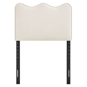Modway Furniture Athena Scalloped Velvet Twin Headboard with Foam Padding for Modern Bedrooms Alabaster MOD-7288-ALA